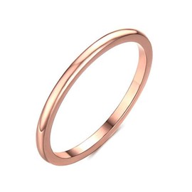 Rockyu Brand Tungsten Ring, Popular, Women's Ring, Men's, Simple, Black, Silver, Pink Gold, Thin Ring, 0.08 inch (2 mm) Wide, Stylish, Fashion Accessory, Tungsten Rose Gold, No Gemstone