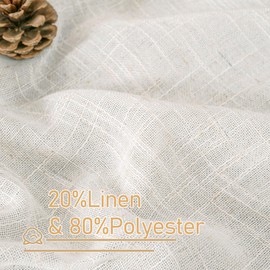 LAMIT 102 inch Semi Sheer Linen Curtains for Living Room, Back Tab and Rod Pocket Ivory White Curtains Light Filtering Country Rustic Neutral Drapes for Bedroom/Farmhouse, 2 Panels, 52 x 102 Inch