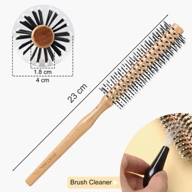 BESTOOL Small Round Brush for Short and Medium Hair, Round Hair Brushes for Blow Drying, Men Beard Round Brush, Professional Round Styling Brush for Smoothing, Curls, Bangs (Natural)