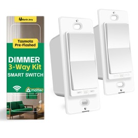 Matter 3 Way Smart dimmer Switch for LED Lights by Martin Jerry | Tasmota pre-flashed on ESP32 chip, WiFi dimmer Light Switch, 1 Master and 1 Add-on led dimmer Switch kit