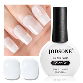 JODSONE Gel Nail Polish Pure White Glitter Pure White Gel Polish 10ml White Nail Polish Nail Art Design Manicure Salon DIY Home All Seasons Neutral Soak Off U V Lamp
