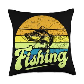 Angler, Fischer, Angel Fish Fish Outifts And Gifts Angel, Angler Fisherman Outfit Bass Fishing Throw Pillow, 18x18, Multicolor