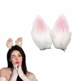 LERTREE 1 Pairs Bunny Ears Hair Clips, Plush Faux Fur Furry Rabbit Ear Hair Barretes Easter Headwear Props