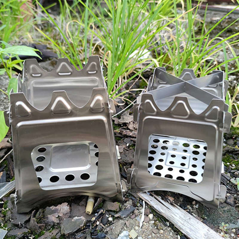 Camping Stove 304 Stainless Steel Folding Backpacking Burning Stove Portable