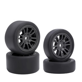 keeda 4Pack Rubber Tires and Wheels, Suitable for Losi Micro B 1/24, 1/28 WL244016 Drift RC car Upgrade Parts (B Black)