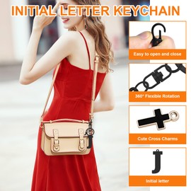 Initial Letter Keyring Letter A-Z Alphabet Key Ring for Purse Handbags Bag Wallet Alphabet Monogram Letter Key Chain for Christian Girls Christmas Graduation Gifts Birthday Religious Gifts (Letter J)