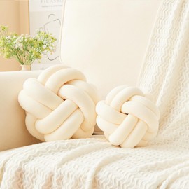 Petrella Knot Pillow Ball Throw Pillow Home Decor Aesthetic Round Cute Plush Pillows,Ivory 11inch