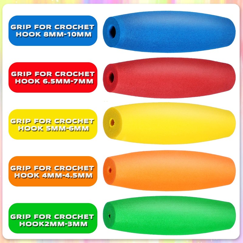 cobee 5 Pcs Crochet Hook Grips, Ergonomic Crochet Hook Grip,