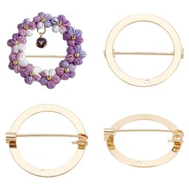 UNICRAFTALE 4Pcs Golden Brooch Pin Backs Donut Brooch Base Safety Catch Pins Back Clasps Pin Brass Brooch with Hole for Name Badge Jewelry Making 28.5mm