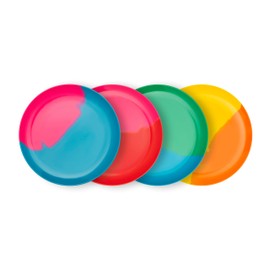 BlissHome Pure Prue Leith Melamine Side Plates Set of 4 – Vibrant, Unique Colours, Perfect for Indoor & Outdoor Use – Durable, Contemporary Design with 4 Distinct Colourways