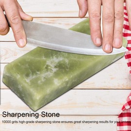 Fdit 10000# Grit Sharpener Stone Natural Emerald Oil Stone Polishing Two Sides Whetstone (Green)