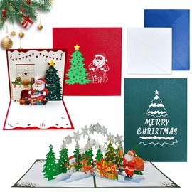 CAREDGO Pop Up Christmas Cards, 2 Pieces Christmas Card with Envelope Set, Greeting Cards, Christmas 3D Congratulations Cards, Snowman and Elk, Christmas Wish Card, Christmas Cards, Suitable for