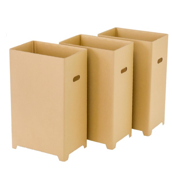Earth Cardboard Cardboard Trash Can 15.6 gal (45 L) Outdoor Use, Set of 3, Trash Can for Camping, Events, Outdoors, ID0296