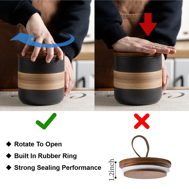 Miamolo Ceramic Jar with Lid, Coffee Container Kitchen Food Storage