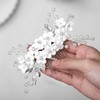 Unsutuo Flower Bride Wedding Hair Comb Silver Pearl Bridal Hair