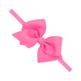 Wee Ones Girls' Extra Small Sized Grosgrain Bow on Matching Skinny Nylon Band, Hot Pink
