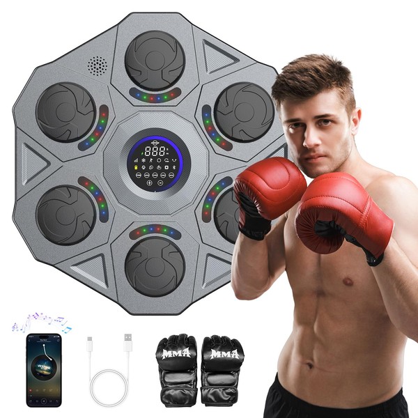 Ayovoch Music Boxing Machine with Boxing Gloves,Smart Bluetooth Boxing Machine