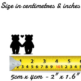 Cute Teddy Bears Holding Hands Fun Sticker - Waterproof Decal - Easy to Apply - Use on Car's, Laptops, Mirrors, Water Bottles, Scrapbooking, Fun Gifts, Nursery Decor (1, 9cm x 7.5cm (3.5" x 3"))