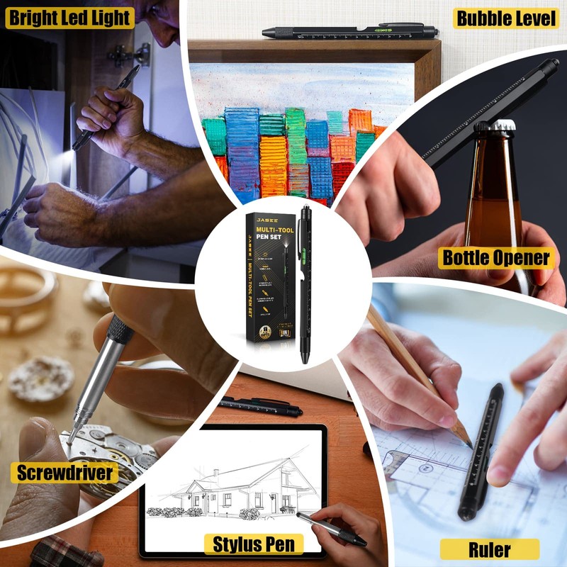 Gifts for Men, 9 in 1 Multitool Pen Set, Cool
