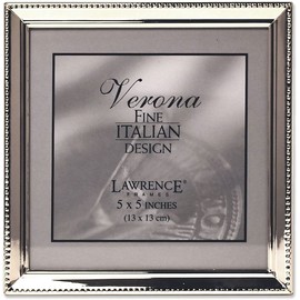 Lawrence Frames 11655 Polished Silver Plate 5x5 Picture Frame - Bead Border Design