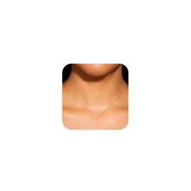 ZAULER Gold Pendant Necklace for Women, Dainty Diamond Necklaces for Women Simple 14K Gold Plated Paperclip Choker Necklaces Cute Minimalist Open Oval Necklaces Gold Jewelry for Women Gifts