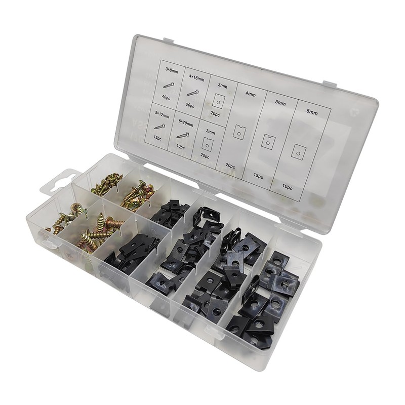 LeTradeJP U Nut Screw Kit U-Clip, Motorcycle, Fairing, U-Shaped Clip,