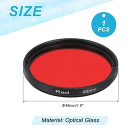 sourcing map 49mm Lens Filter,Full Red Camera Filter Scratch Optical Glass Round Fluorescent Filters Universal for Camera Photography Lens