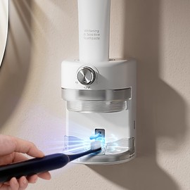 Wekity Automatic Toothpaste Dispenser,Wall Mounted Electric Toothpaste Dispenser for Kids and Adults,Toothpaste Squeezer with Adjustable Toothpaste Dispensing Volume for Bathroom (White)