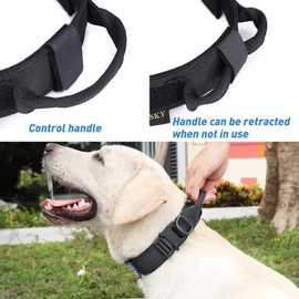 Dog Collar Adjustable Control Handle, Tactical Collar Dog with Robust Metal Buckle for Medium Large Dogs, Collars Wide 3.8 cm, Collar K9 Training Nylon XL, Black