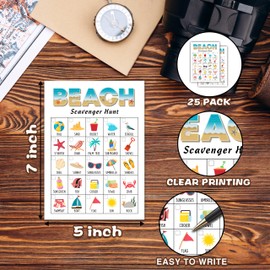 Beach Scavenger Treasure Hunt Games Cards for Kids and Family, School Classroom Outdoor Scavenger Hunts, Summer Family Holiday Party Games, Find and Seek Game Set -02