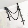 2Pcs Punk Layered Cross Long Threader Tassel Link Chain Dangle