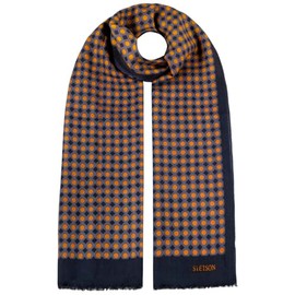 Stetson Allover Dots Scarf, Wool Scarf, Warming Men's Scarf with Fringes, Autumn/Winter, darkblue
