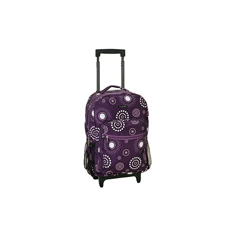 Rockland Double Handle Rolling Backpack, Purple Pearl, 17-Inch