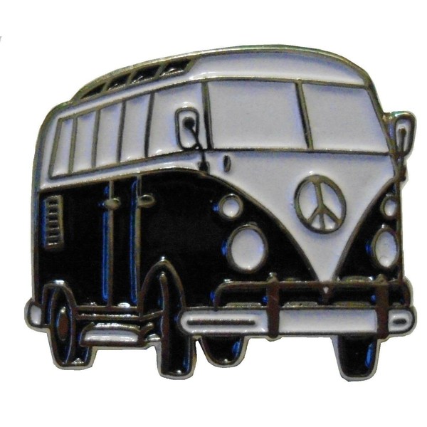 GBJUK Black & White Campervan Pin Badge Enamel Pin Lapel