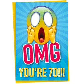 Funny 70th Birthday Card for Friend, OMG You're 70 Screaming Emoticon, Getting Old Card, Sister Birthday Card, Brother Birthday Card, Card for Him or Her