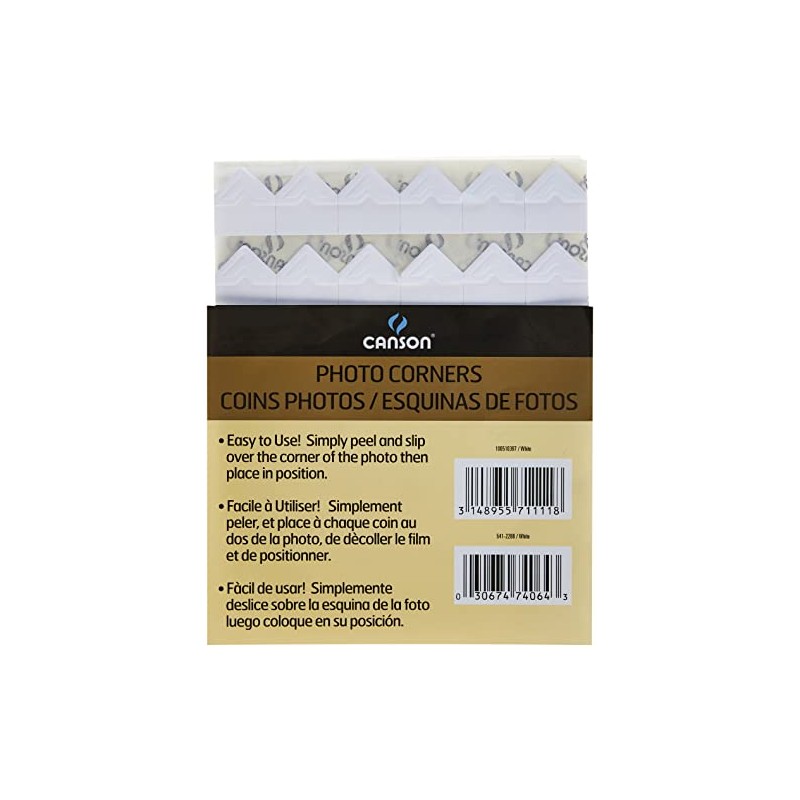 Canson Self Adhesive Photo Corners, Peel-Off Archival Quality, White, 252-Pack