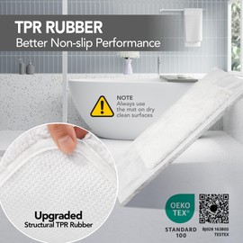 Deconovo rutschfeste Badematte Flauschig Badteppich rutschfest Shaggy Badezimmer Teppich Badvorleger Waschbar Badematten & Badteppiche Duschvorleger Badewanne, 50x80 cm, Weiß, 1 Stück