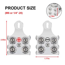 Vgate Battery Terminal Connector，15-Way Post Terminal Ends Distribution Block Bus Bar, 8AWG up to 4/0(XL) AWG Gauge, for Lithium or AGM Lead Acid Battery, M6 or 1/4”-20