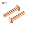 sourcing map 50Pcs 1/8" x 35/64" Round Head Copper Solid