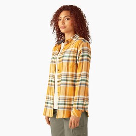 Dickies Womens L/S Plaid Shirt, INCA Gold, M