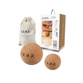 TRNR Trainer Massage Ball, Set of 2, 2.0 inches (5.2 cm), 3.0 inches (7.5 cm), Cork, Stretch, Press Point Goods, Trigger Point, Improve Stiffness