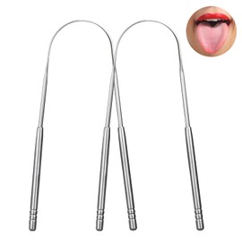 tiyiyok Professioneller Zungenschaber, 2 Stück Lingualreiniger aus Edelstahl, Zungenreiniger für Erwachsene, doppelseitig, U-förmig, hygienisches Design und leicht zu reinigen