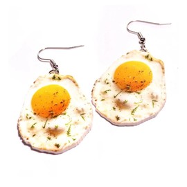 Cute Pizza Egg Bread Fries Hamburger Dangle Earrings Creative Funny Vivid Food Drop Earrings Acrylic Accessories Gift for Women-Egg