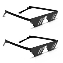 WY LIGHTING LEVEL 2 PackThug Life Sunglasses Dress Up Pixelated Mosaic Glasses Funny Party Photo Props Shades for Women Men Kid Teens