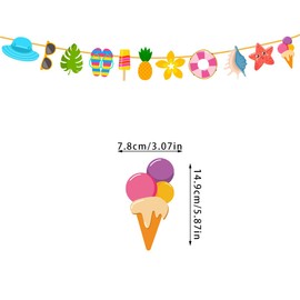 HELLO SUMMER Banner, Ice-Cream Banner, Hawaii Tropical Theme Banner, Tropical Theme Party Supplies