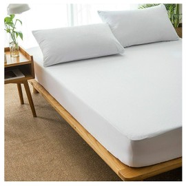 Linens World 100% Cotton Superking Mattress Protector-Non-Allergy & Breathable Deep Super King Mattress Protectors Non-Noisy Washable Waterproof Mattress Protector Super King Size (183 x 203cm)