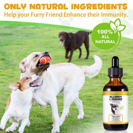 Allergy & Immune for dogs Itchy Skin Relief, Anti Inflammatory Supplement, Boost Immunity, Support Healthy Skin, Aid Digestion.100% Natural, 60ml.