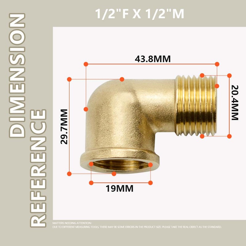 Bwintech 2 Pcs 90 Degree 1/2" Female to 1/2" Male