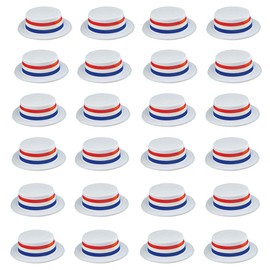 Funny Party Hats Sombrero de skimmer - Sombreros de barco - Accesorios patrióticos - Sombreros de fiesta con bandera estadounidense, 24 Sombreros, Talla única