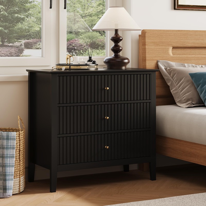 RoyalCraft 32" Large Nightstand, Fluted Painted Bedside Table with 3